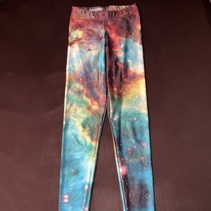 XS Green Galaxy leggings by Blackmilk Clothing